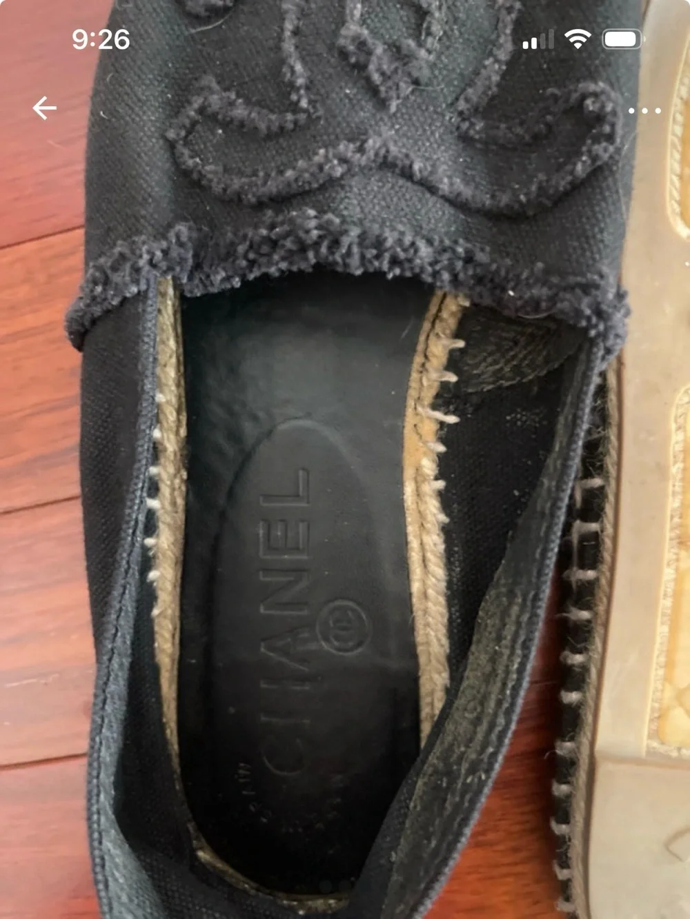 CHANEL Black and Cream Canvas Espadrilles with Braided CC